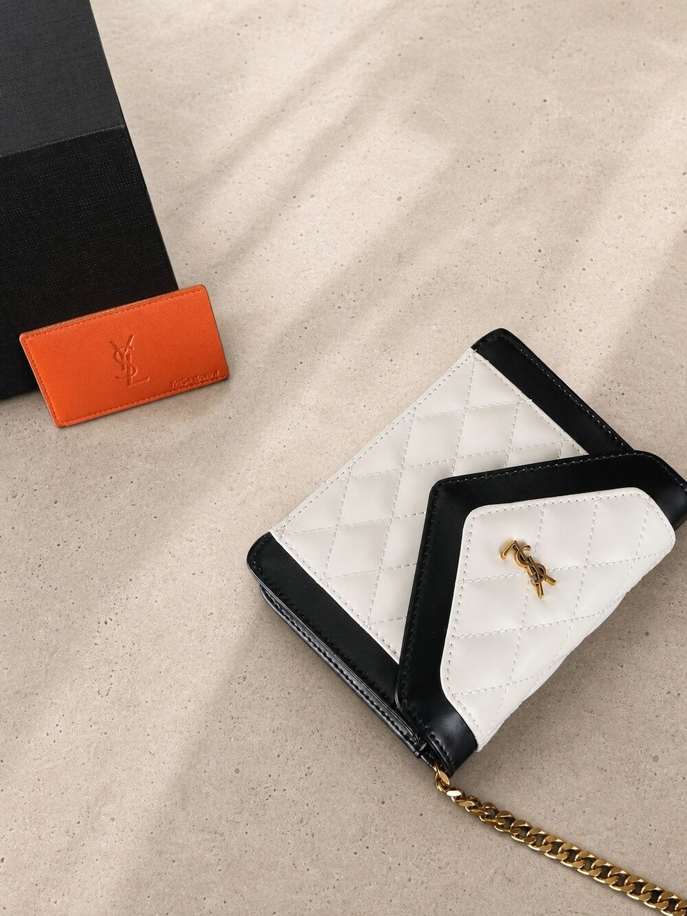 Yves Saint Laurent Gaby Mini Black and White Quilted Chain Bag - Picture 3 of 7